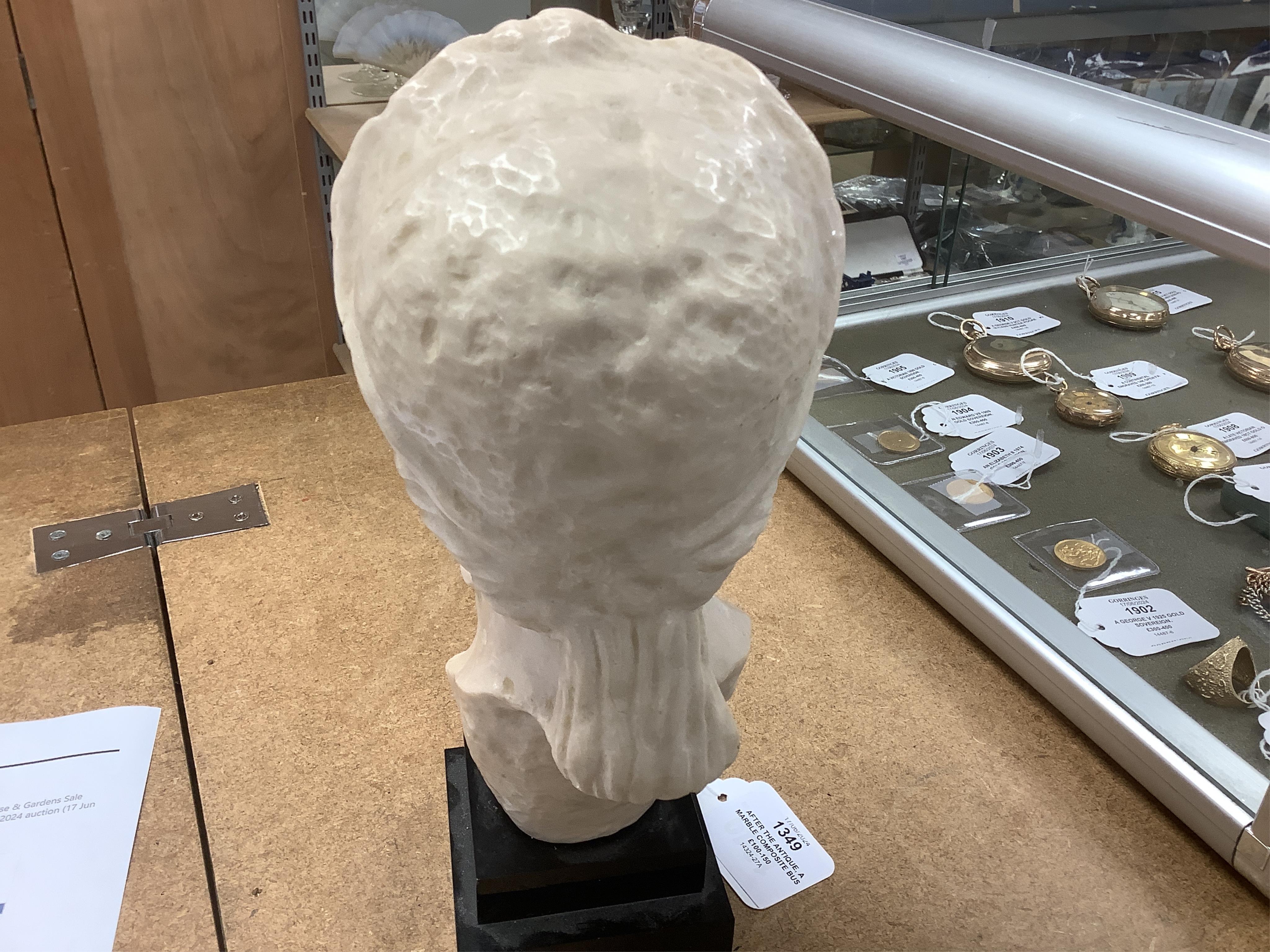 After the Antique, a marble composite bust of Agrippa the younger, 26.5cm high